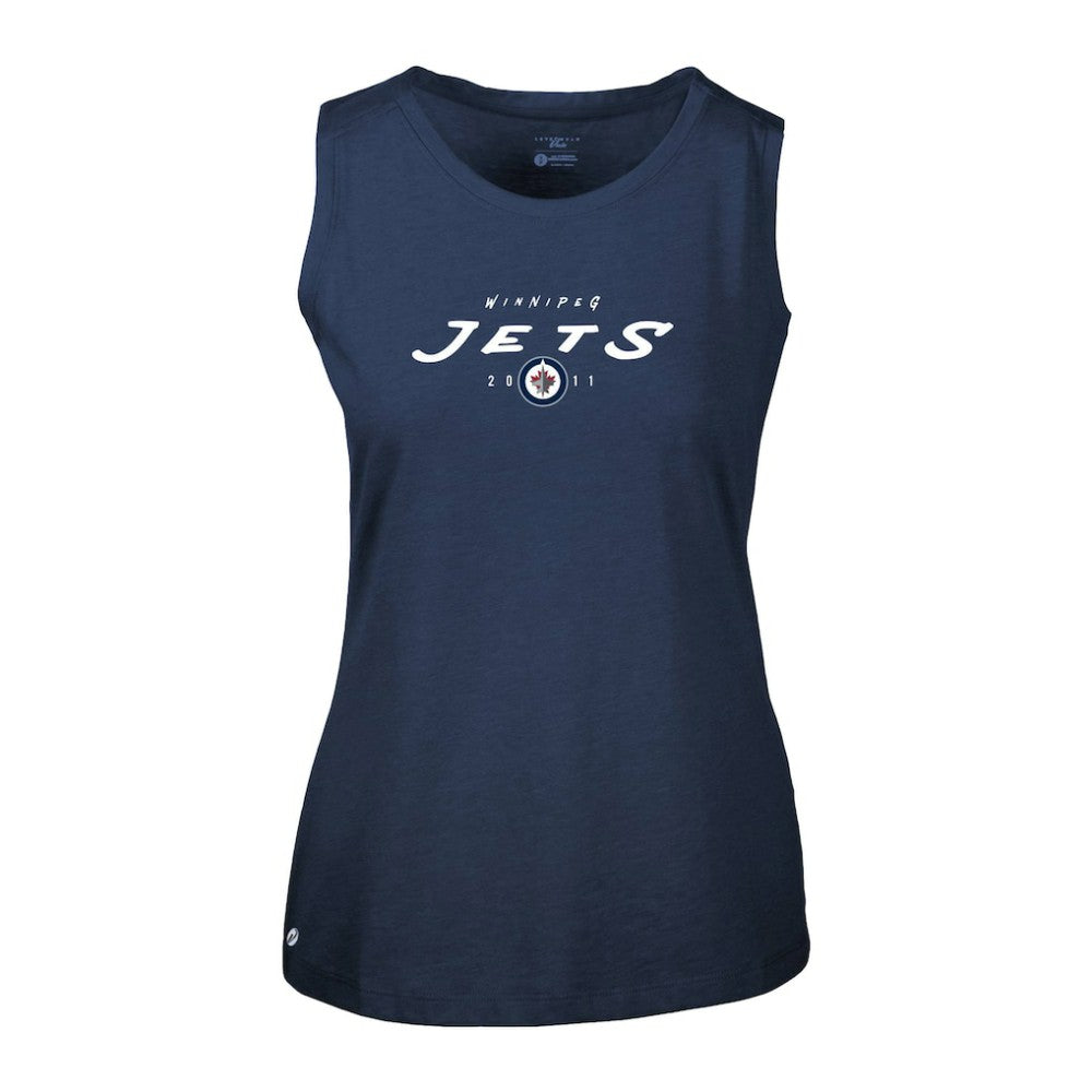 Winnipeg Jets Levelwear Women's Macy Scratched Tank Top Navy
