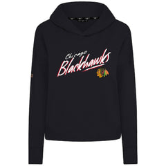 Chicago Blackhawks Levelwear Women's Sweet Sizzle Tri-Blend Cropped Pullover Hoodie Black