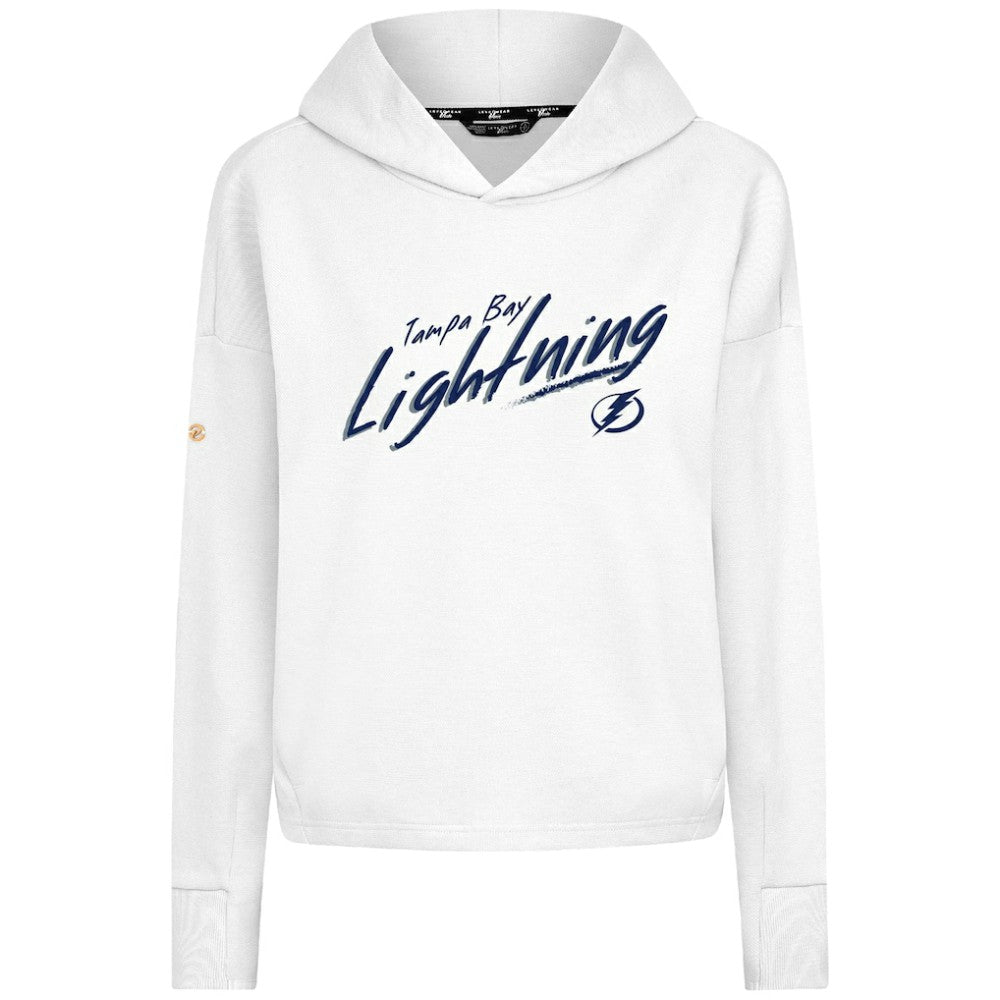 Tampa Bay Lightning Levelwear Women's Sweet Sizzle Tri-Blend Cropped Pullover Hoodie White