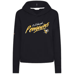 Pittsburgh Penguins Levelwear Women's Sweet Sizzle Tri-Blend Cropped Pullover Hoodie Black