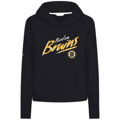 Boston Bruins Levelwear Women's Sweet Sizzle Tri-Blend Cropped Pullover Hoodie Black