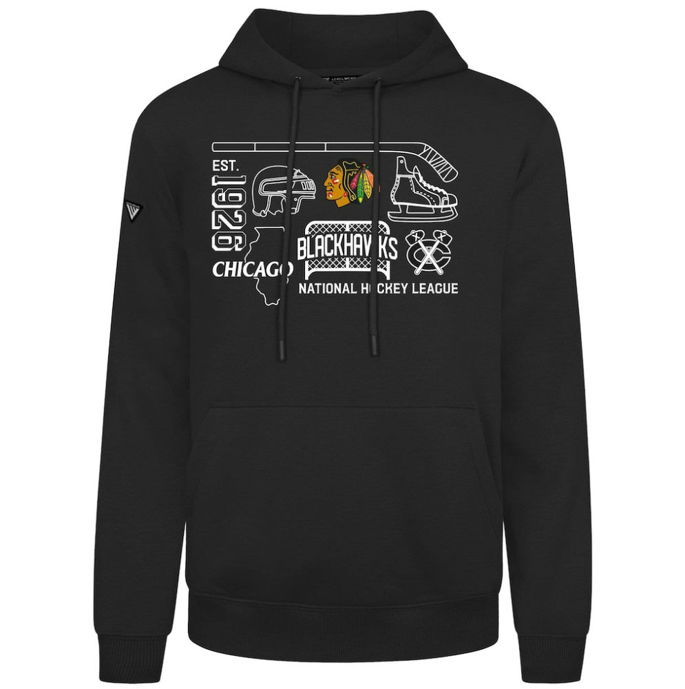 Chicago Blackhawks Levelwear Podium Campaign Pullover Hoodie Black
