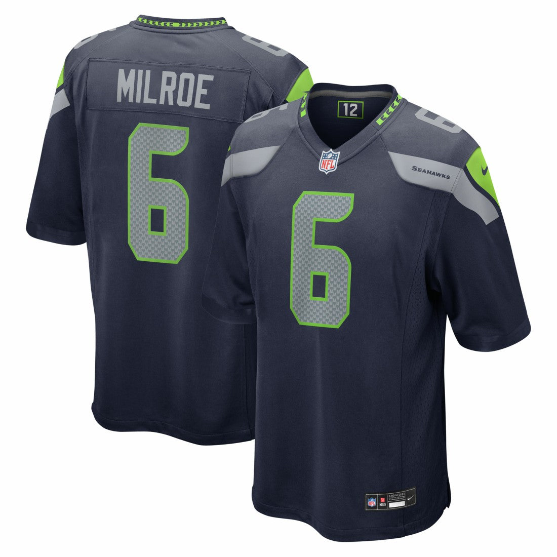 Jalen Milroe Seattle Seahawks 2025 NFL Draft Game Jersey - College Navy