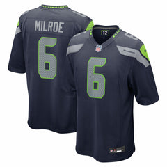 Jalen Milroe Seattle Seahawks 2025 NFL Draft Game Jersey - College Navy