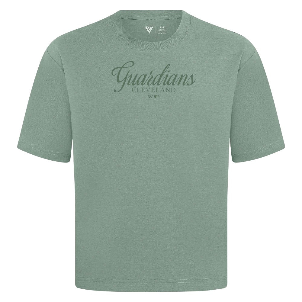 Cleveland Guardians Levelwear Ethereal Oversized Luxe Signature Knit T-Shirt Green