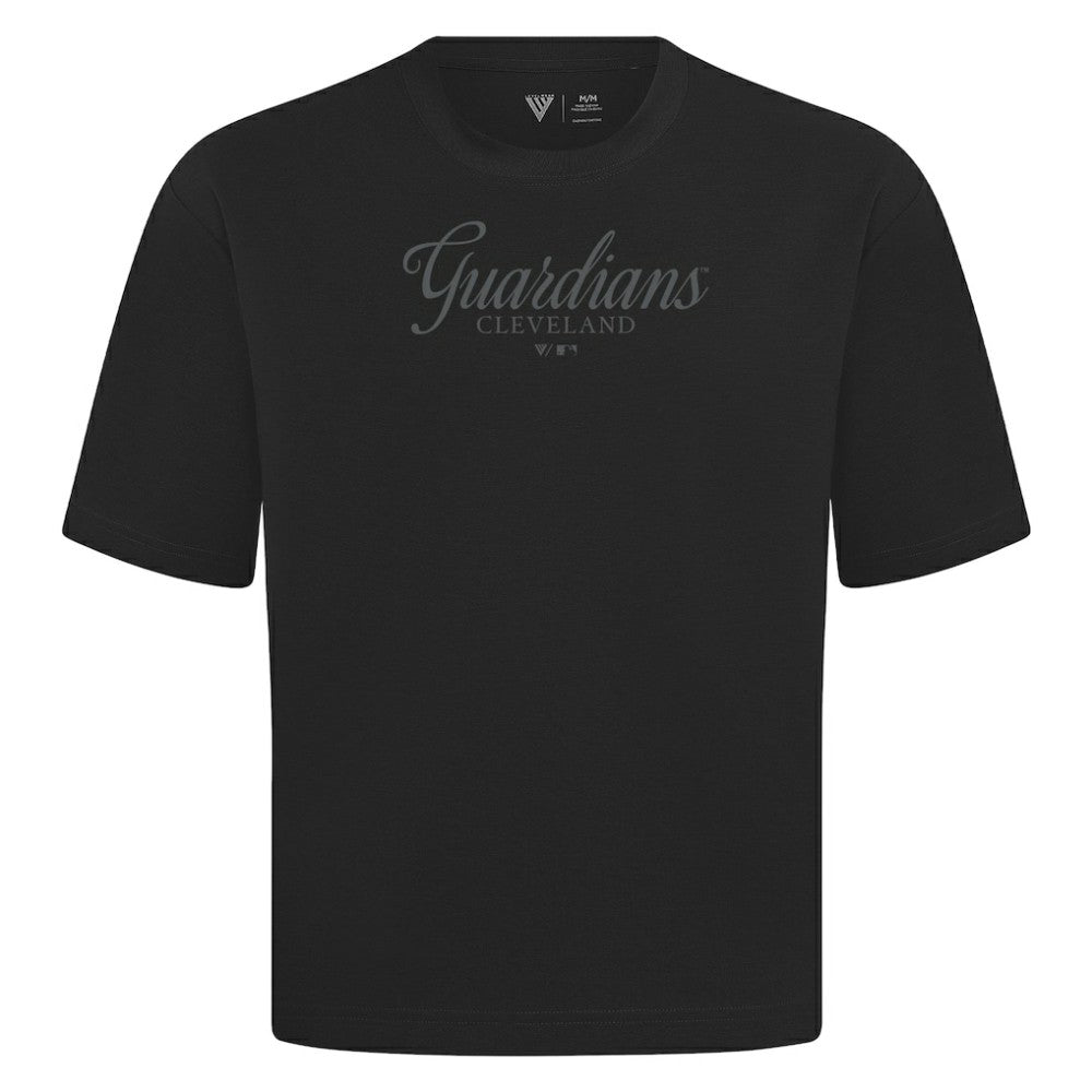 Cleveland Guardians Levelwear Ethereal Oversized Luxe Signature Knit T-Shirt Black