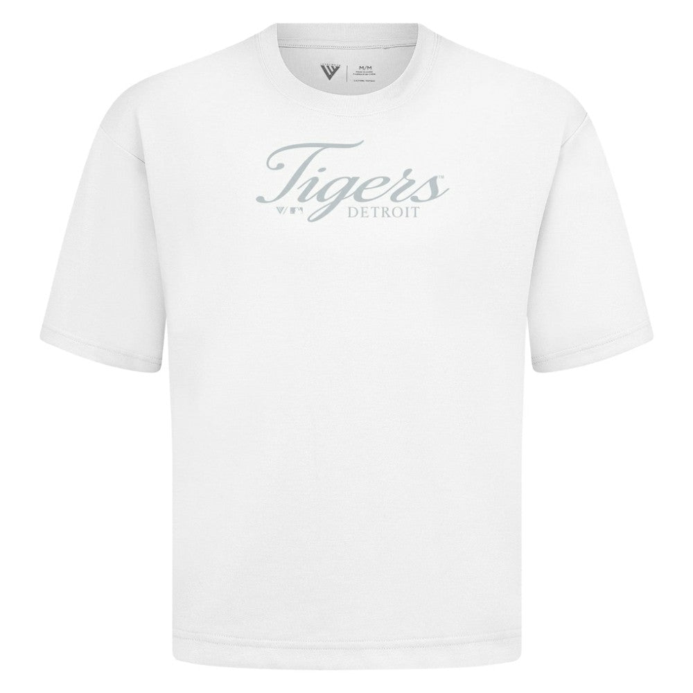 Detroit Tigers Levelwear Ethereal Oversized Luxe Signature Knit T-Shirt White
