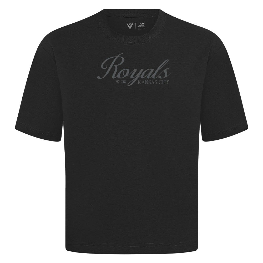 Kansas City Royals Levelwear Ethereal Oversized Luxe Signature Knit T-Shirt Black