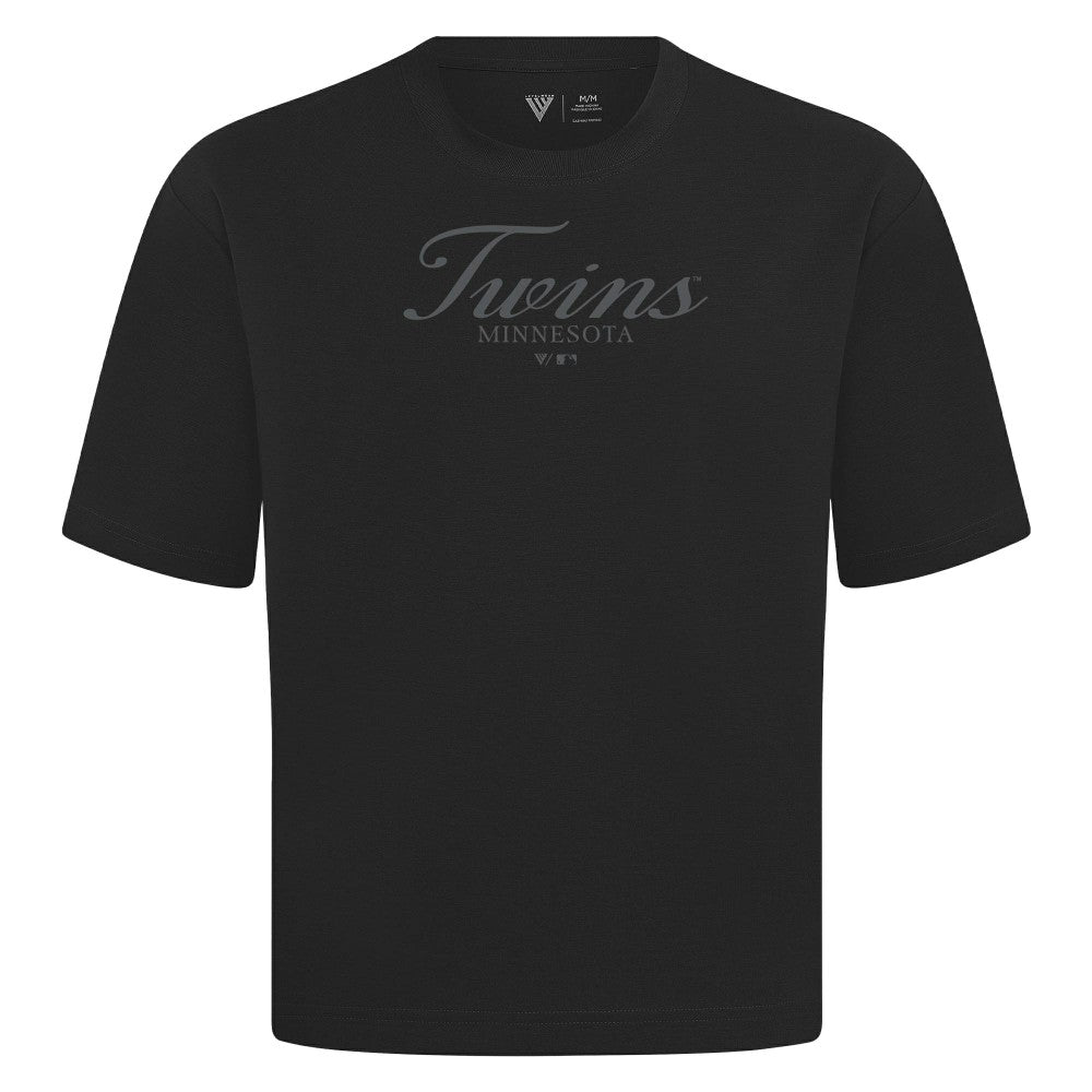 Minnesota Twins Levelwear Ethereal Oversized Luxe Signature Knit T-Shirt Black