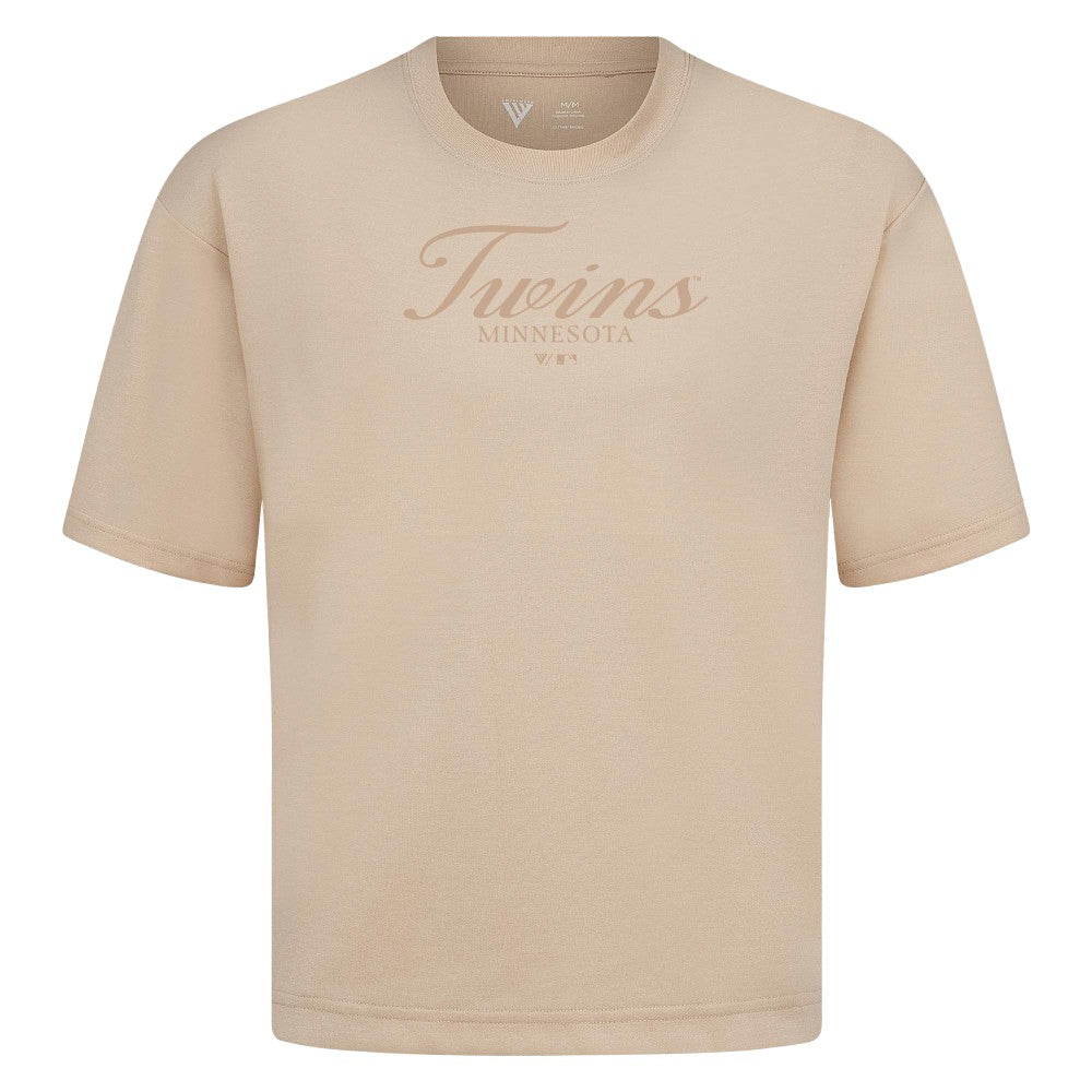Minnesota Twins Levelwear Ethereal Oversized Luxe Signature Knit T-Shirt Khaki