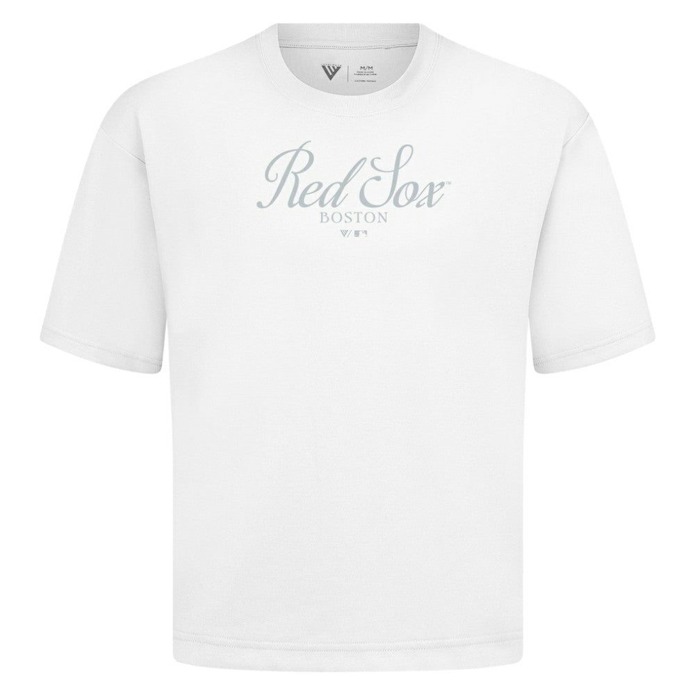 Boston Red Sox Levelwear Ethereal Oversized Luxe Signature Knit T-Shirt White