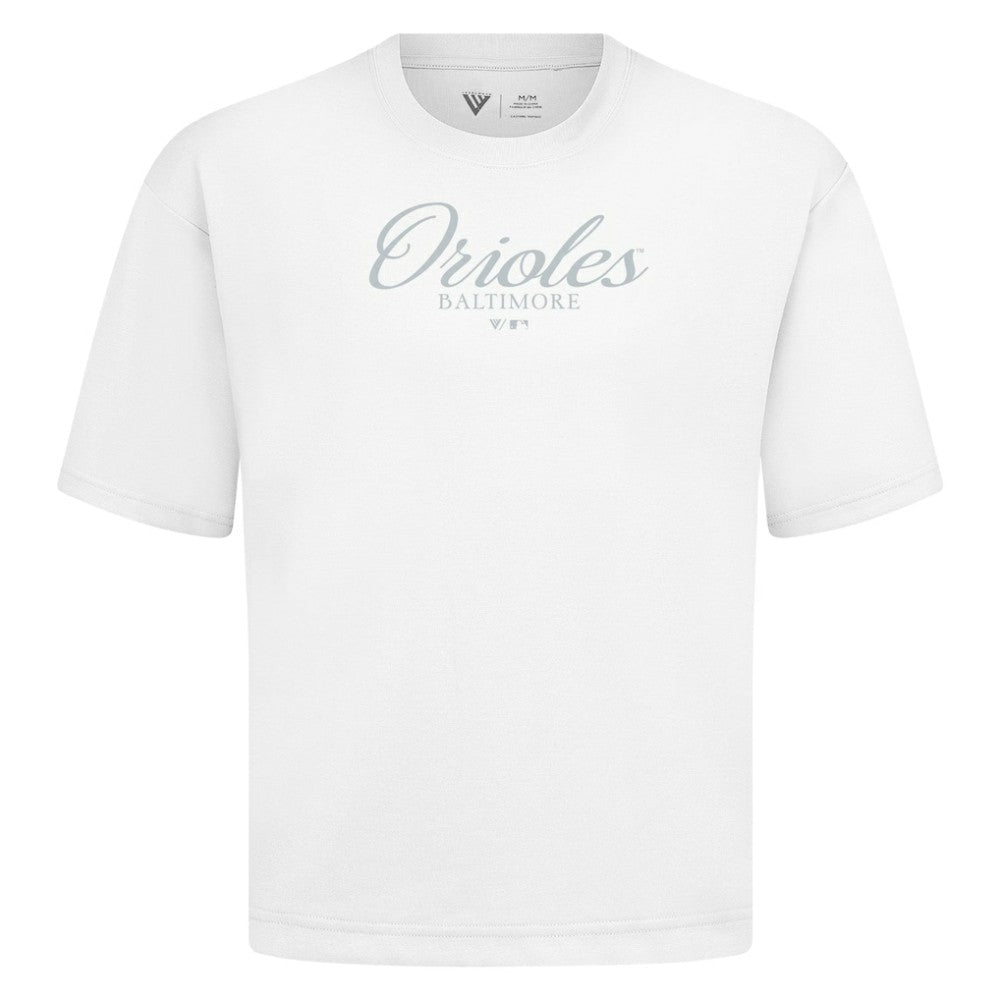 Baltimore Orioles Levelwear Ethereal Oversized Luxe Signature Knit T-Shirt White