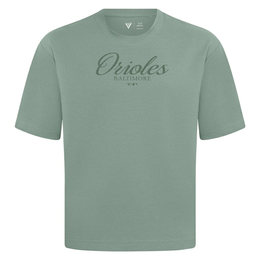 Baltimore Orioles Levelwear Ethereal Oversized Luxe Signature Knit T-Shirt Green