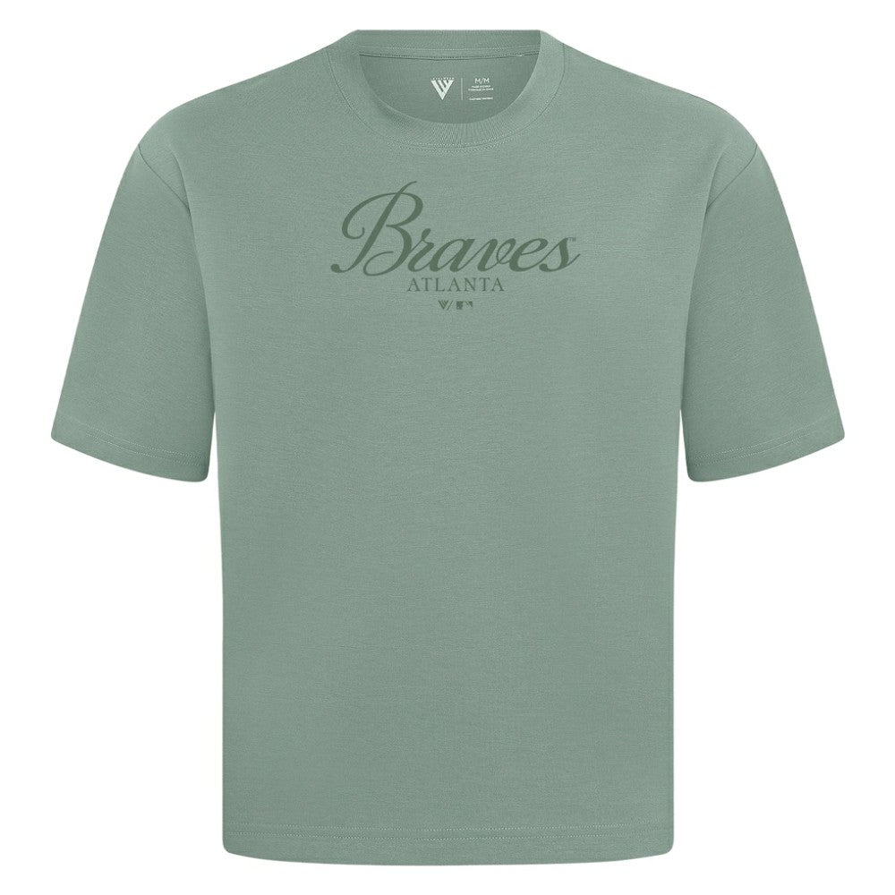 Atlanta Braves Levelwear Ethereal Oversized Luxe Signature Knit T-Shirt Green