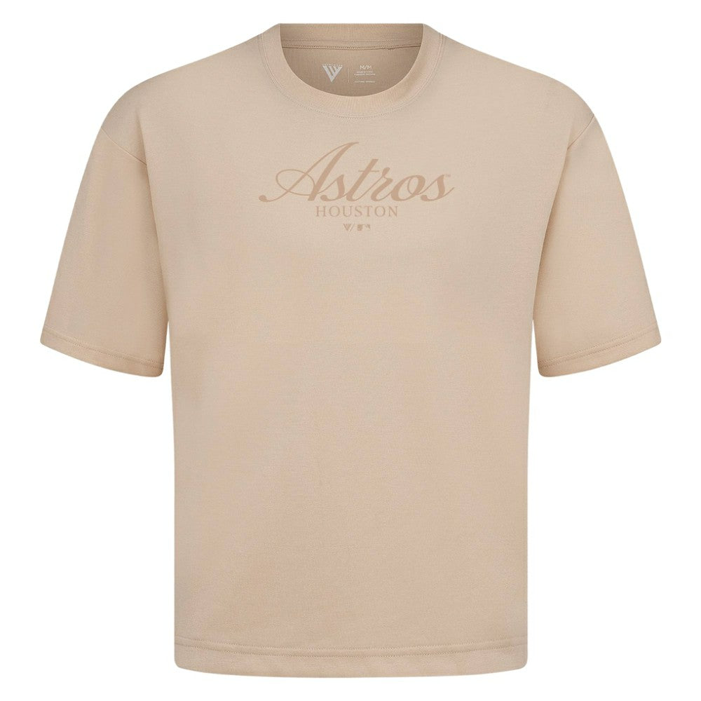 Houston Astros Levelwear Ethereal Oversized Luxe Signature Knit T-Shirt Khaki