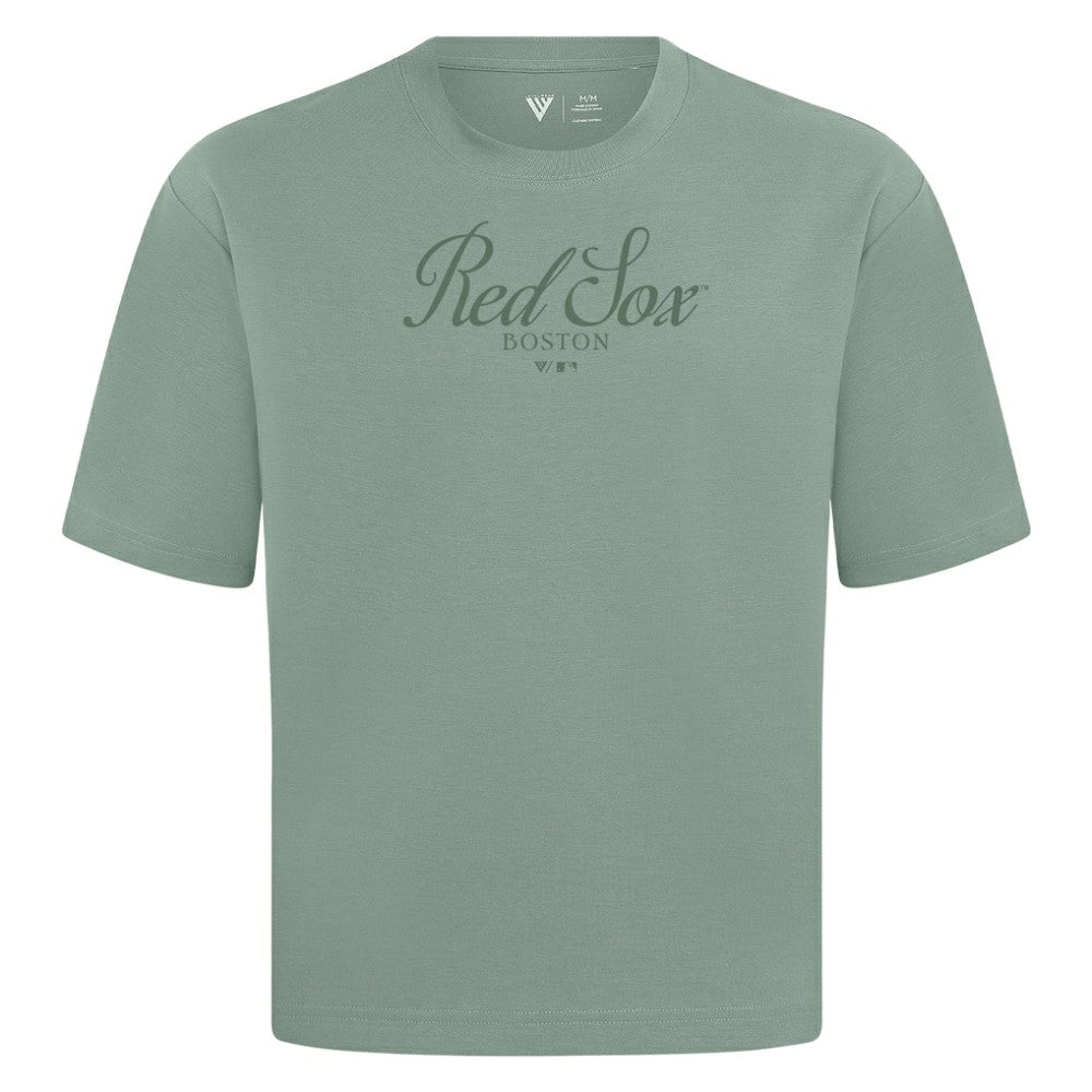 Boston Red Sox Levelwear Ethereal Oversized Luxe Signature Knit T-Shirt Green