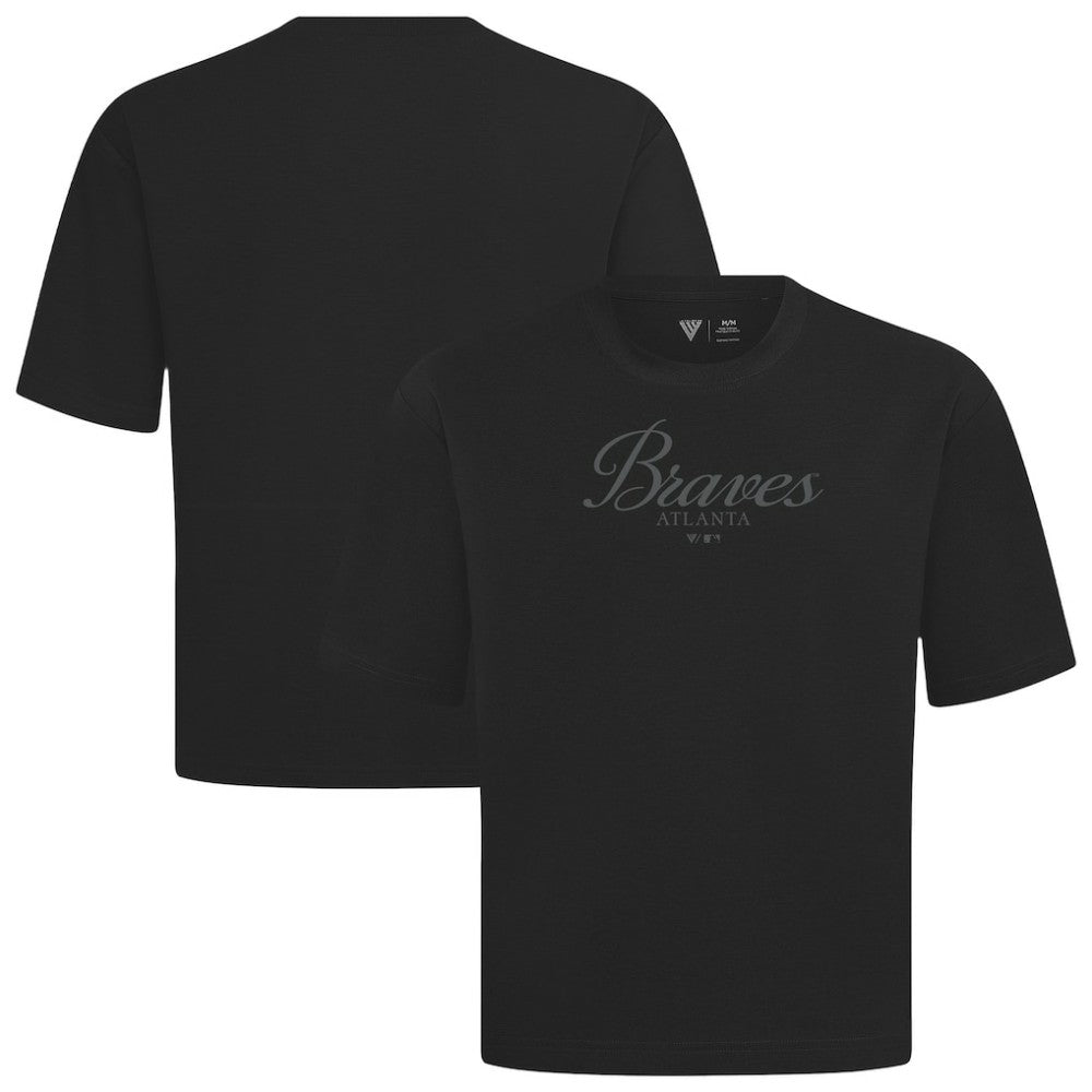 Atlanta Braves Levelwear Ethereal Oversized Luxe Signature Knit T-Shirt Black