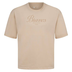 Atlanta Braves Levelwear Ethereal Oversized Luxe Signature Knit T-Shirt Khaki
