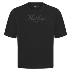 Miami Marlins Levelwear Ethereal Oversized Luxe Signature Knit T-Shirt Black
