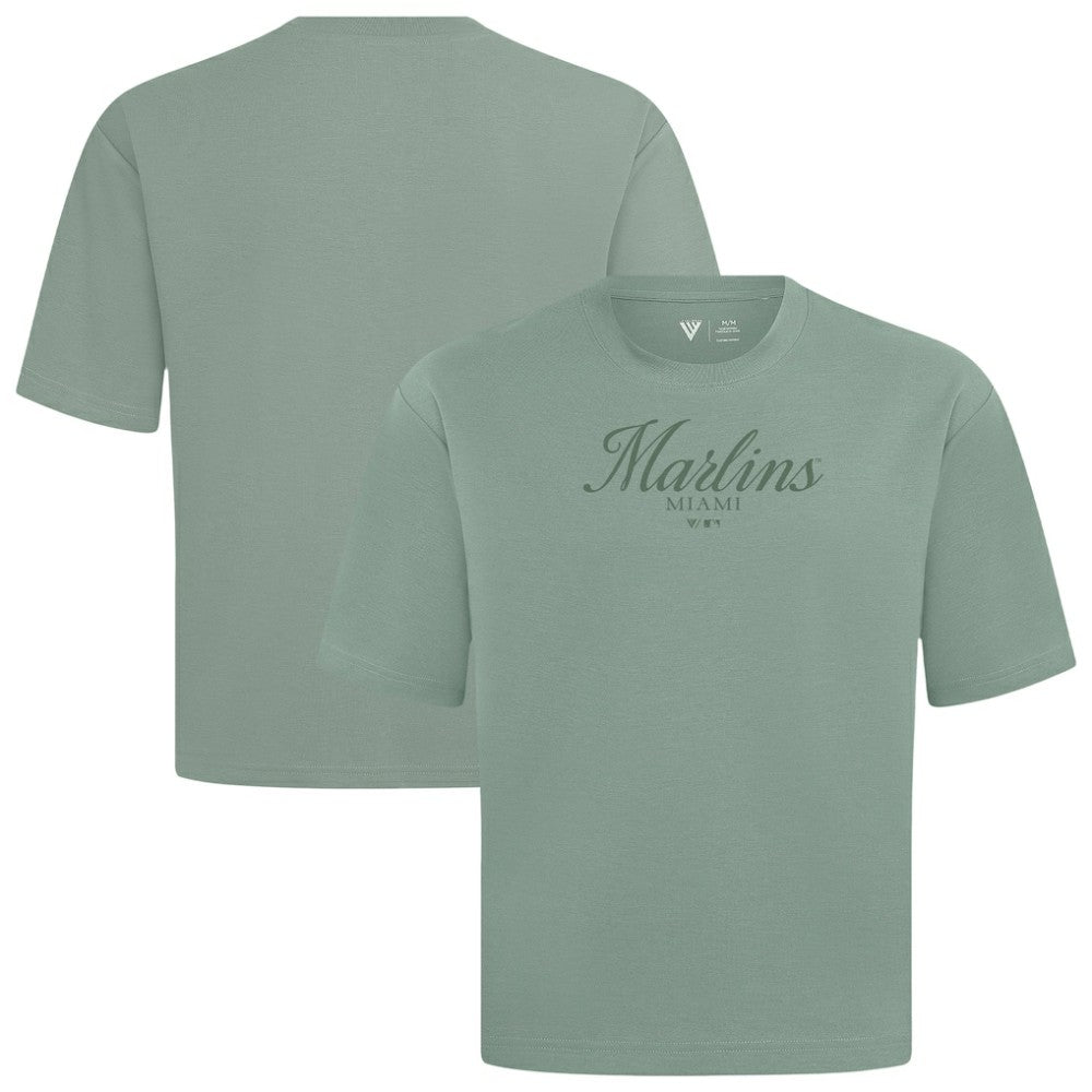 Miami Marlins Levelwear Ethereal Oversized Luxe Signature Knit T-Shirt Green