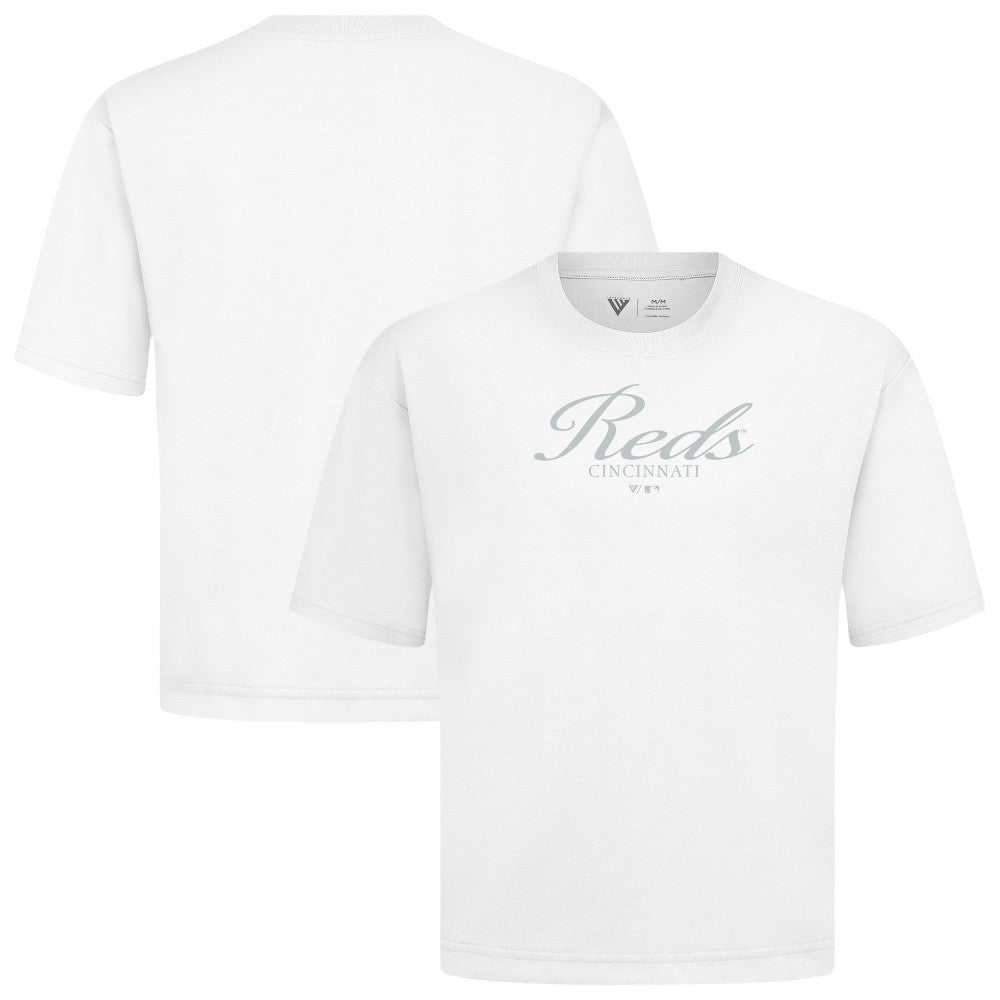 Cincinnati Reds Levelwear Ethereal Oversized Luxe Signature Knit T-Shirt White