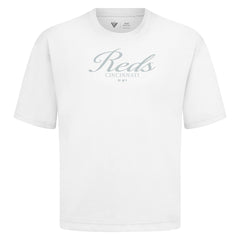 Cincinnati Reds Levelwear Ethereal Oversized Luxe Signature Knit T-Shirt White
