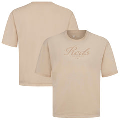 Cincinnati Reds Levelwear Ethereal Oversized Luxe Signature Knit T-Shirt Khaki