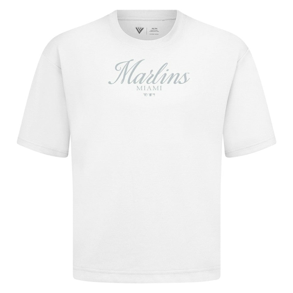 Miami Marlins Levelwear Ethereal Oversized Luxe Signature Knit T-Shirt White