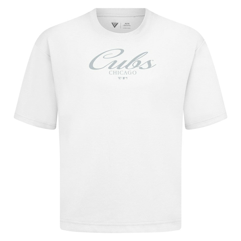 Chicago Cubs Levelwear Ethereal Oversized Luxe Signature Knit T-Shirt White