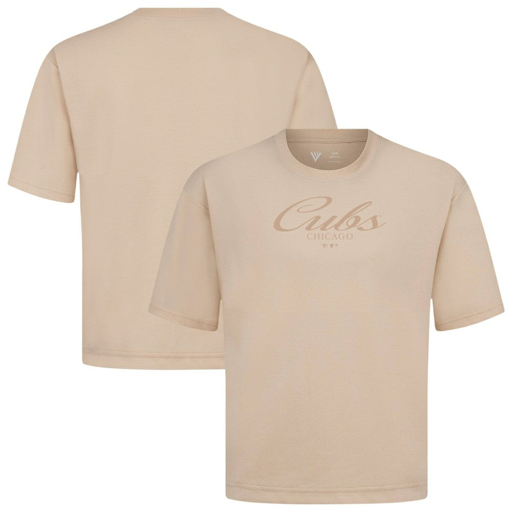Chicago Cubs Levelwear Ethereal Oversized Luxe Signature Knit T-Shirt Khaki