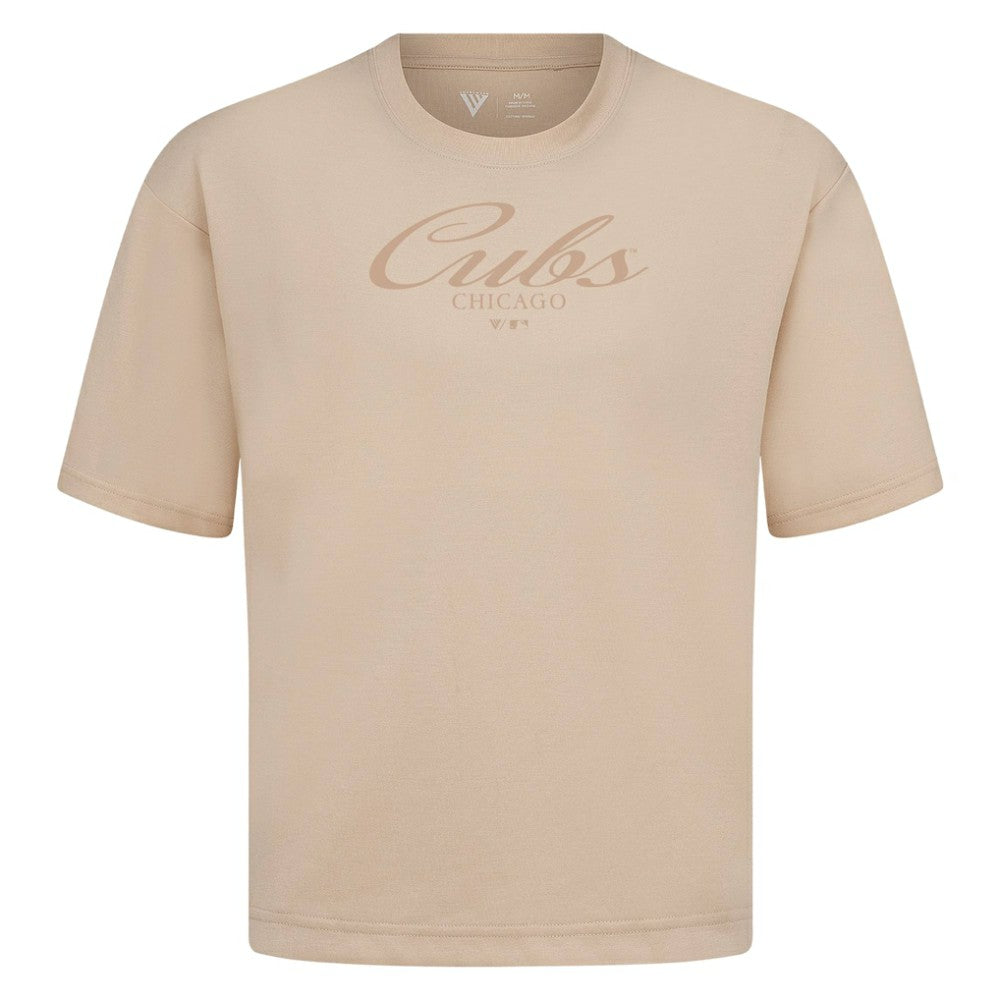 Chicago Cubs Levelwear Ethereal Oversized Luxe Signature Knit T-Shirt Khaki