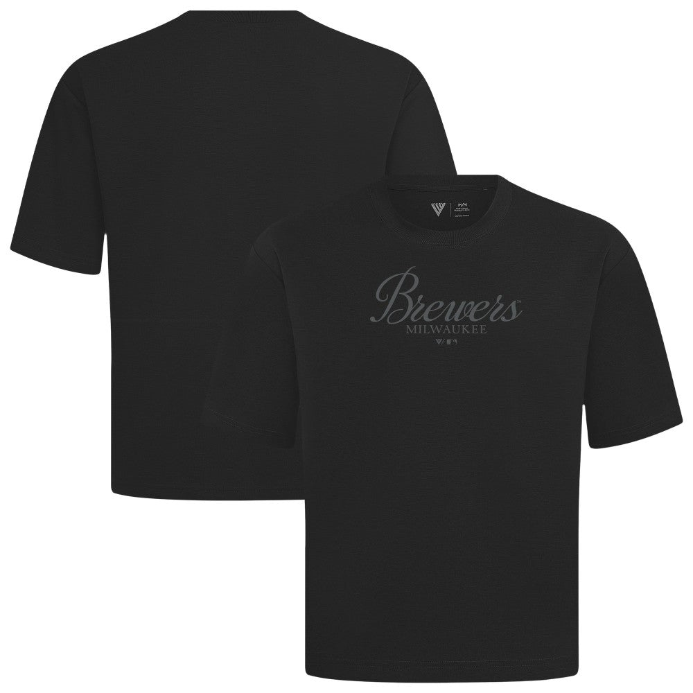Milwaukee Brewers Levelwear Ethereal Oversized Luxe Signature Knit T-Shirt Black