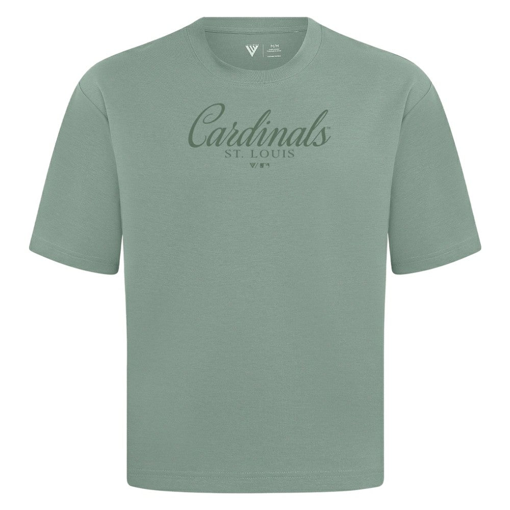 St. Louis Cardinals Levelwear Ethereal Oversized Luxe Signature Knit T-Shirt Green