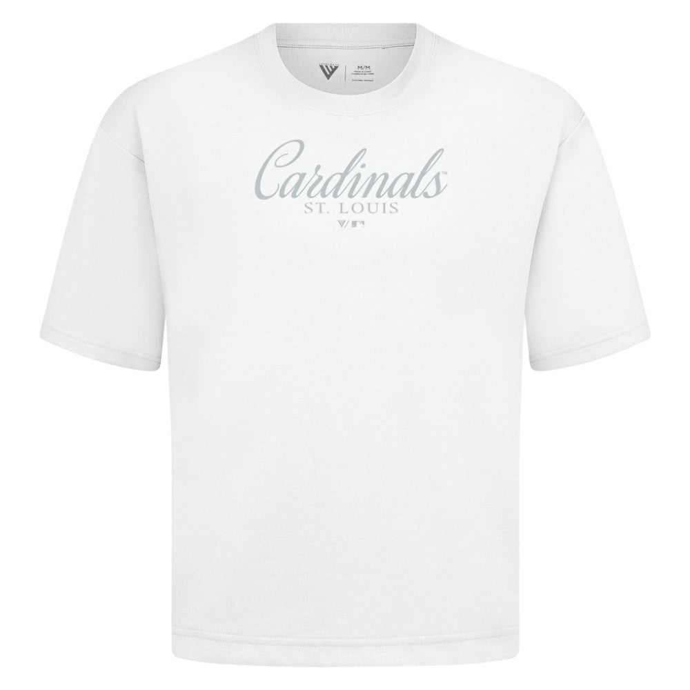 St. Louis Cardinals Levelwear Ethereal Oversized Luxe Signature Knit T-Shirt White