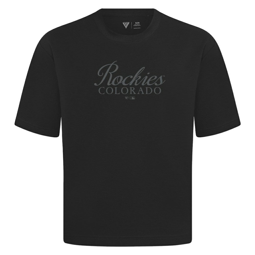 Colorado Rockies Levelwear Ethereal Oversized Luxe Signature Knit T-Shirt Black