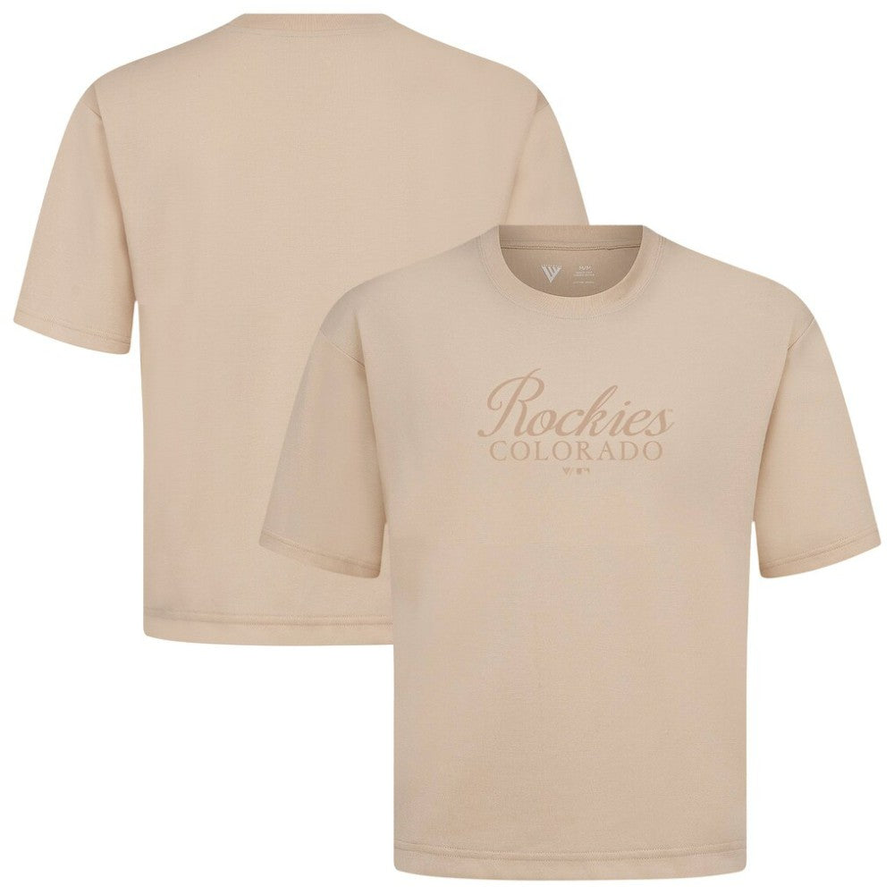 Colorado Rockies Levelwear Ethereal Oversized Luxe Signature Knit T-Shirt Khaki