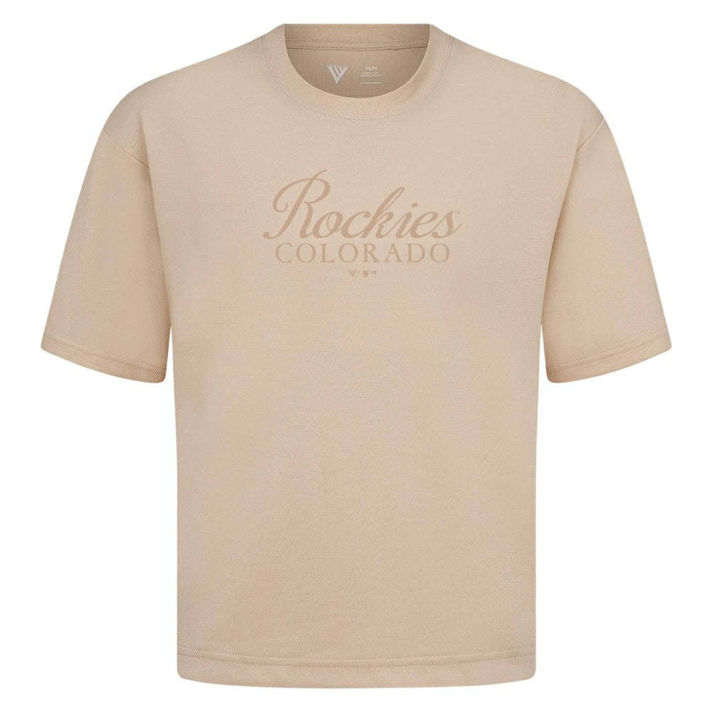 Colorado Rockies Levelwear Ethereal Oversized Luxe Signature Knit T-Shirt Khaki
