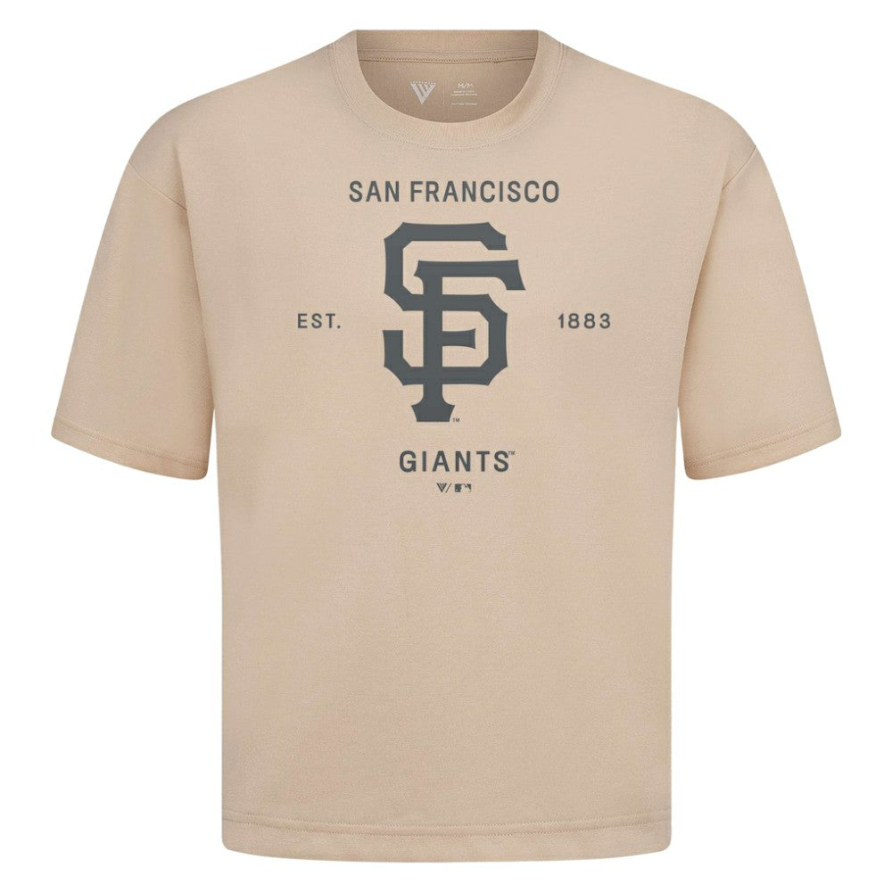 San Francisco Giants Levelwear Crossway Oversized Luxe Signature Knit T-Shirt Khaki