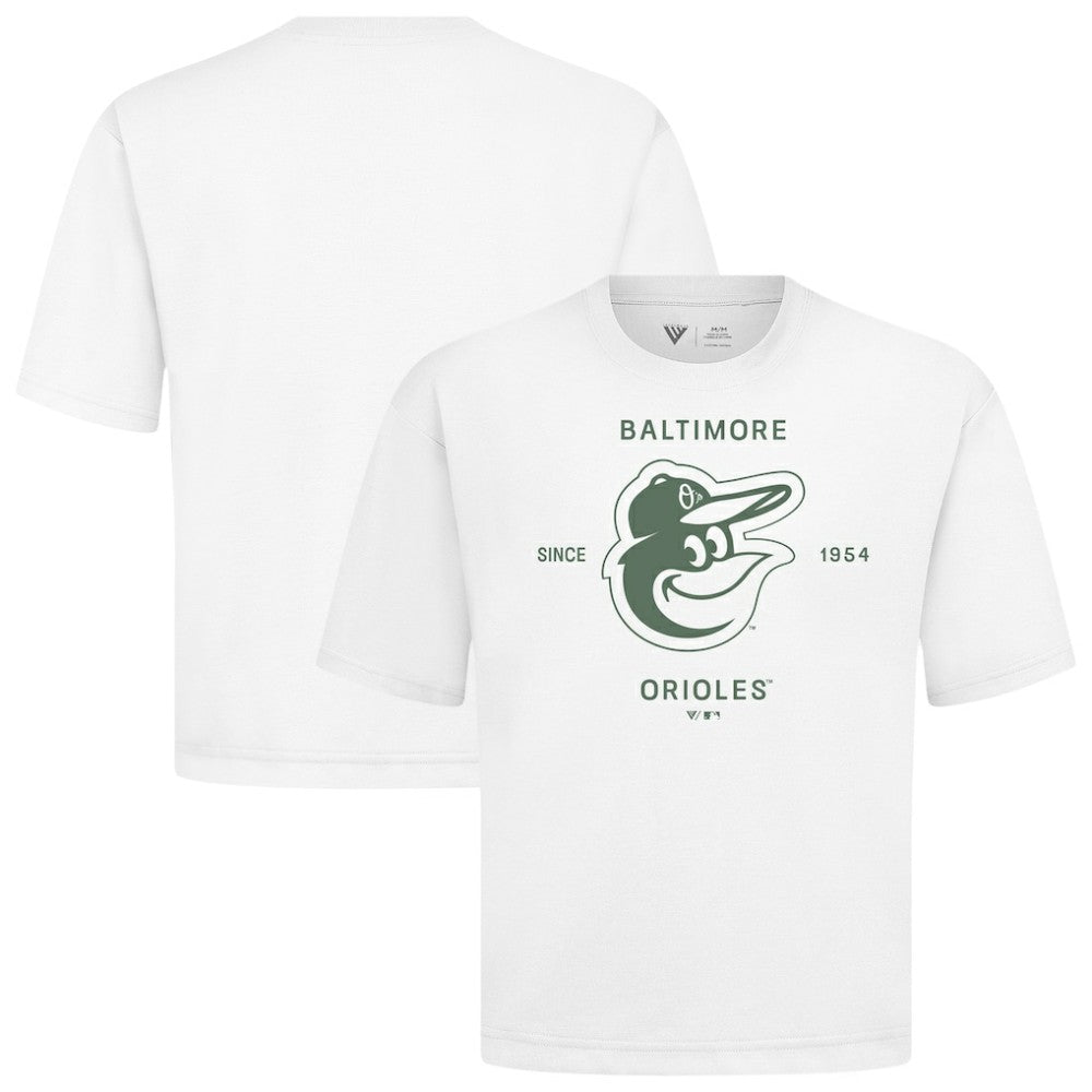 Baltimore Orioles Levelwear Crossway Oversized Luxe Signature Knit T-Shirt White