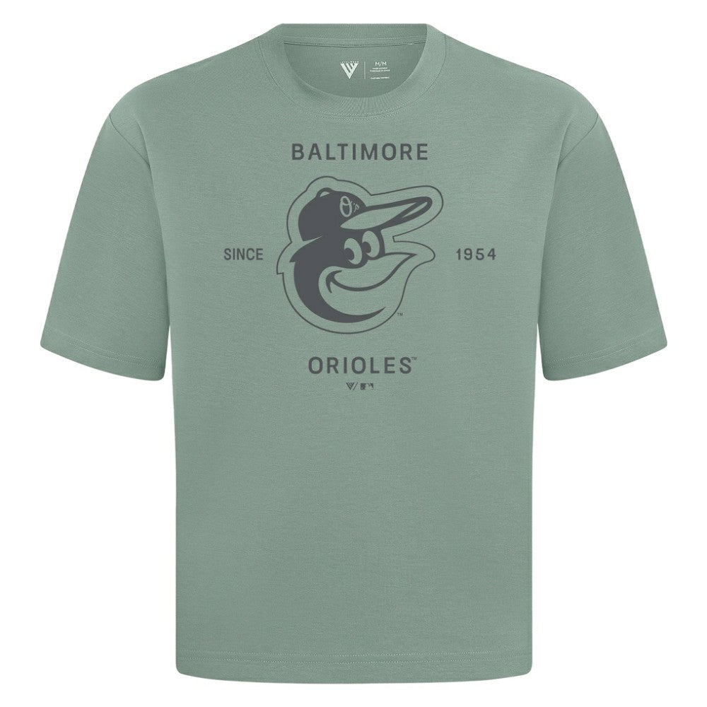 Baltimore Orioles Levelwear Crossway Oversized Luxe Signature Knit T-Shirt Green
