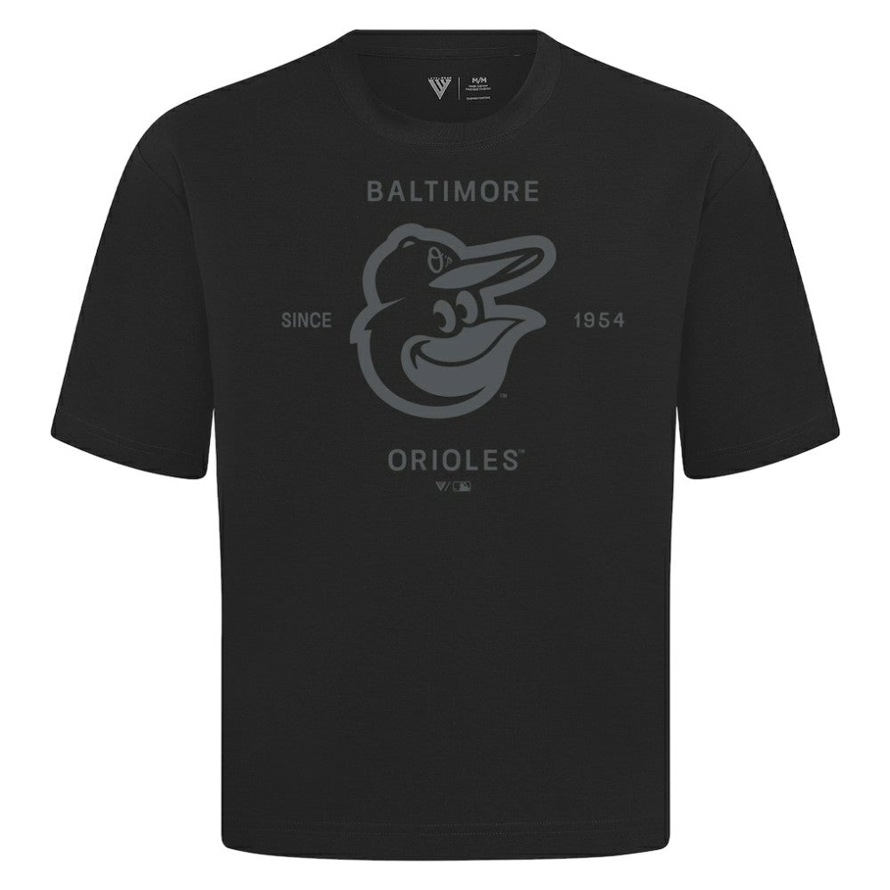 Baltimore Orioles Levelwear Crossway Oversized Luxe Signature Knit T-Shirt Black