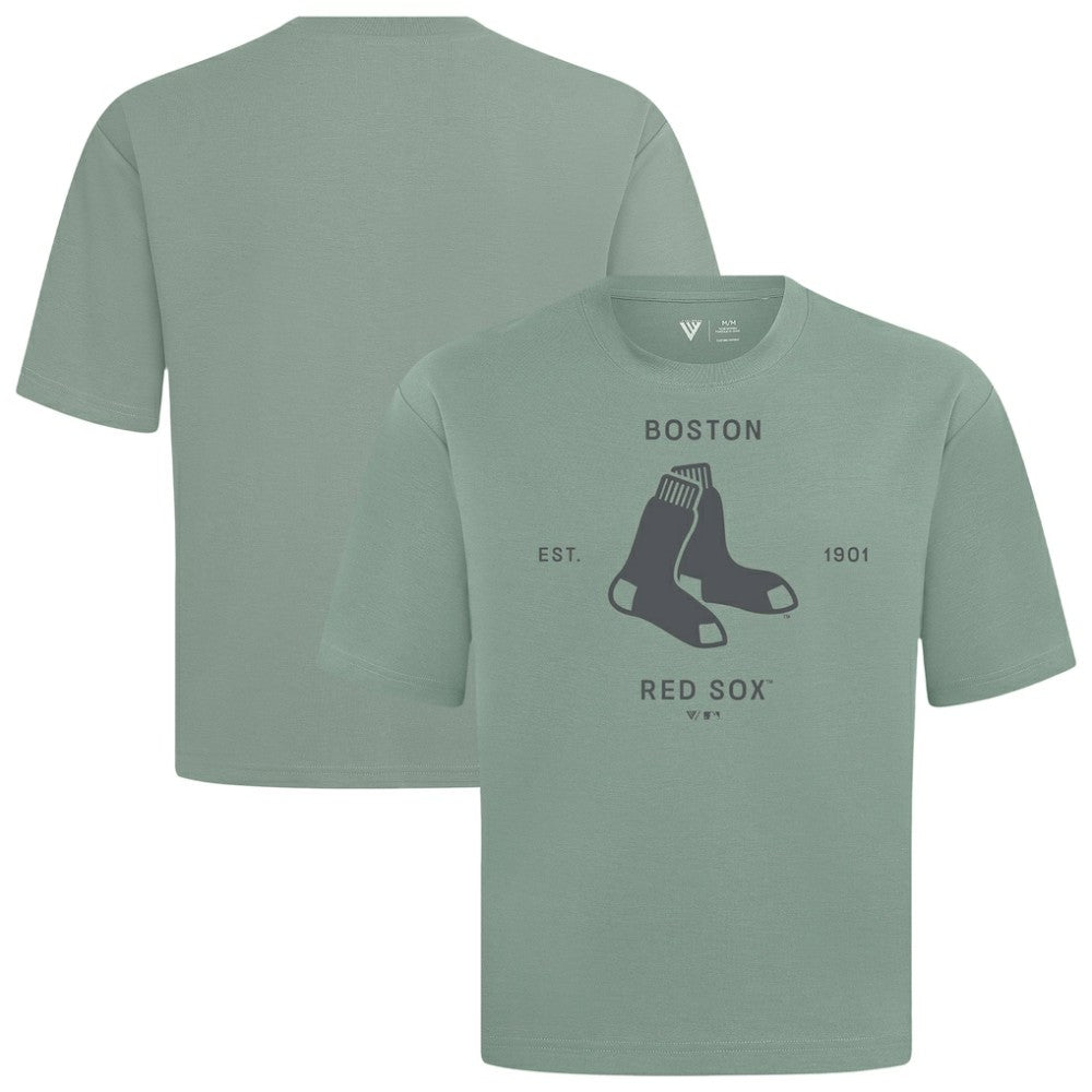 Boston Red Sox Levelwear Crossway Oversized Luxe Signature Knit T-Shirt Green