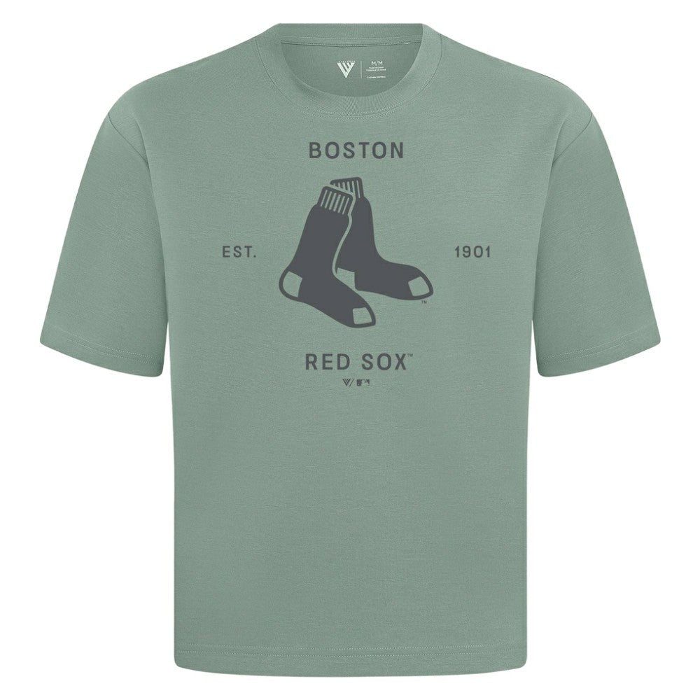 Boston Red Sox Levelwear Crossway Oversized Luxe Signature Knit T-Shirt Green