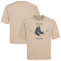 Boston Red Sox Levelwear Crossway Oversized Luxe Signature Knit T-Shirt Khaki