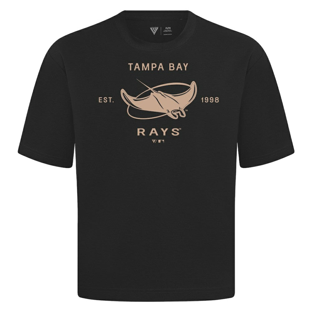 Tampa Bay Rays Levelwear Crossway Oversized Luxe Signature Knit T-Shirt Black
