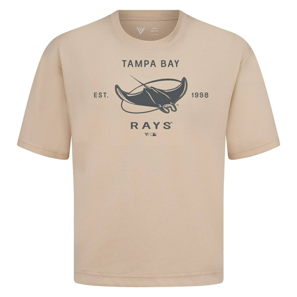 Tampa Bay Rays Levelwear Crossway Oversized Luxe Signature Knit T-Shirt Khaki