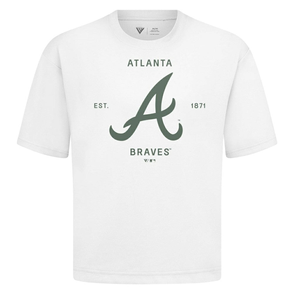 Atlanta Braves Levelwear Crossway Oversized Luxe Signature Knit T-Shirt White