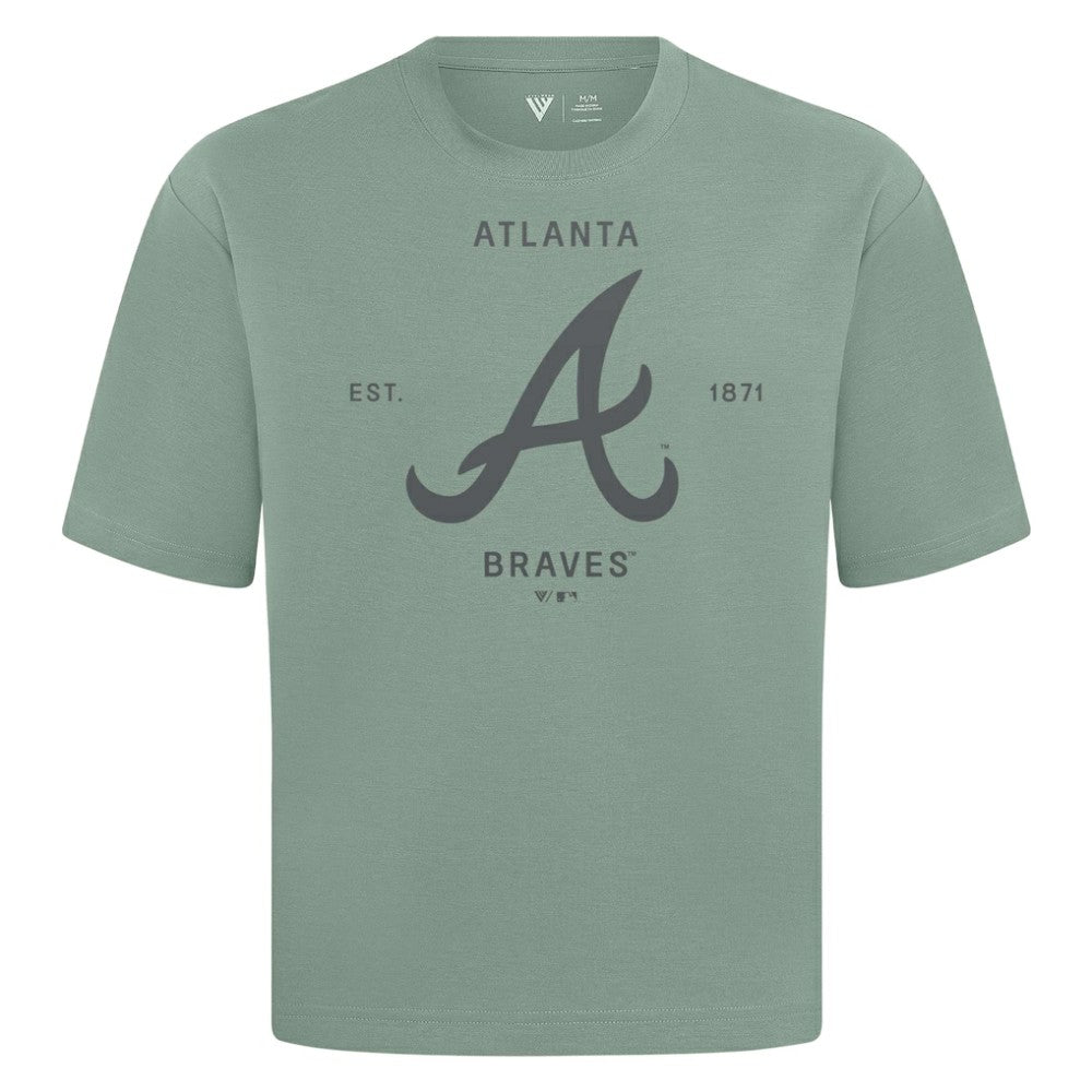 Atlanta Braves Levelwear Crossway Oversized Luxe Signature Knit T-Shirt Green