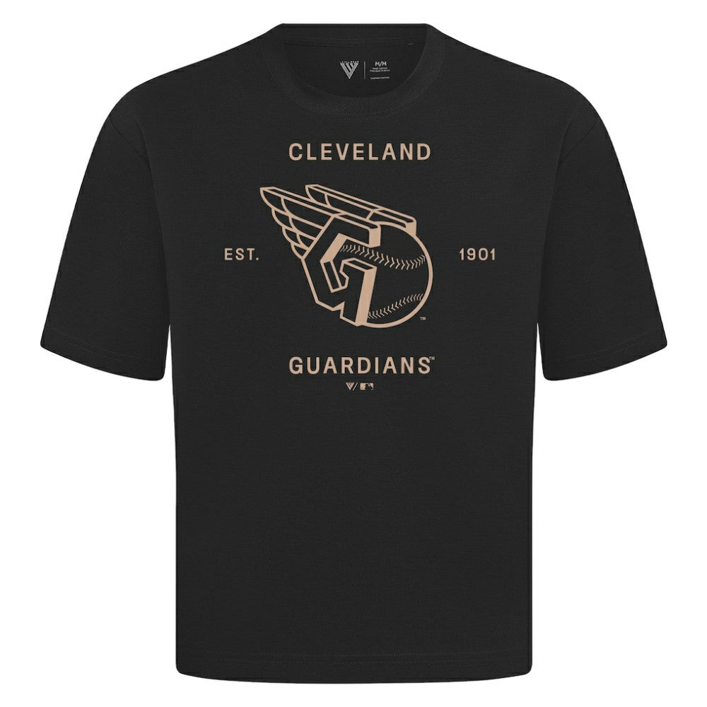 Cleveland Guardians Levelwear Crossway Oversized Luxe Signature Knit T-Shirt Black