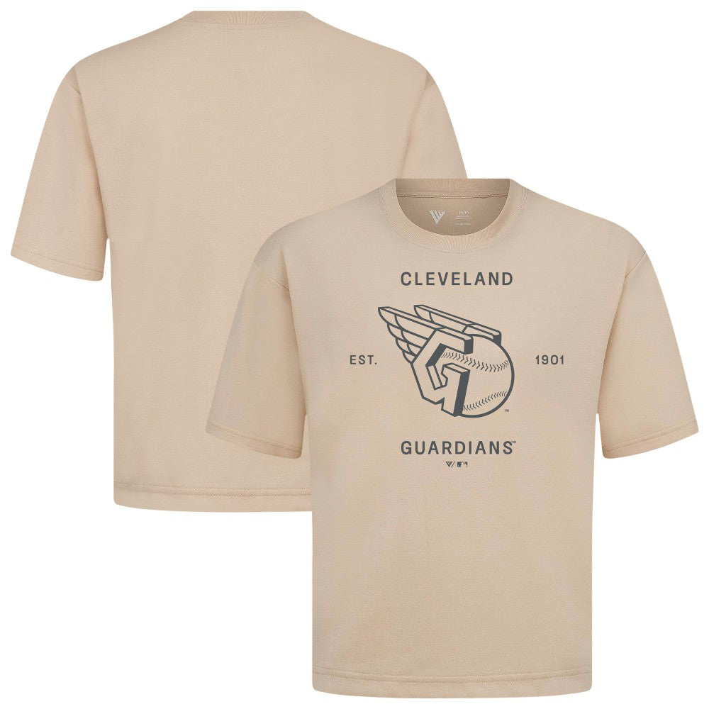 Cleveland Guardians Levelwear Crossway Oversized Luxe Signature Knit T-Shirt Khaki